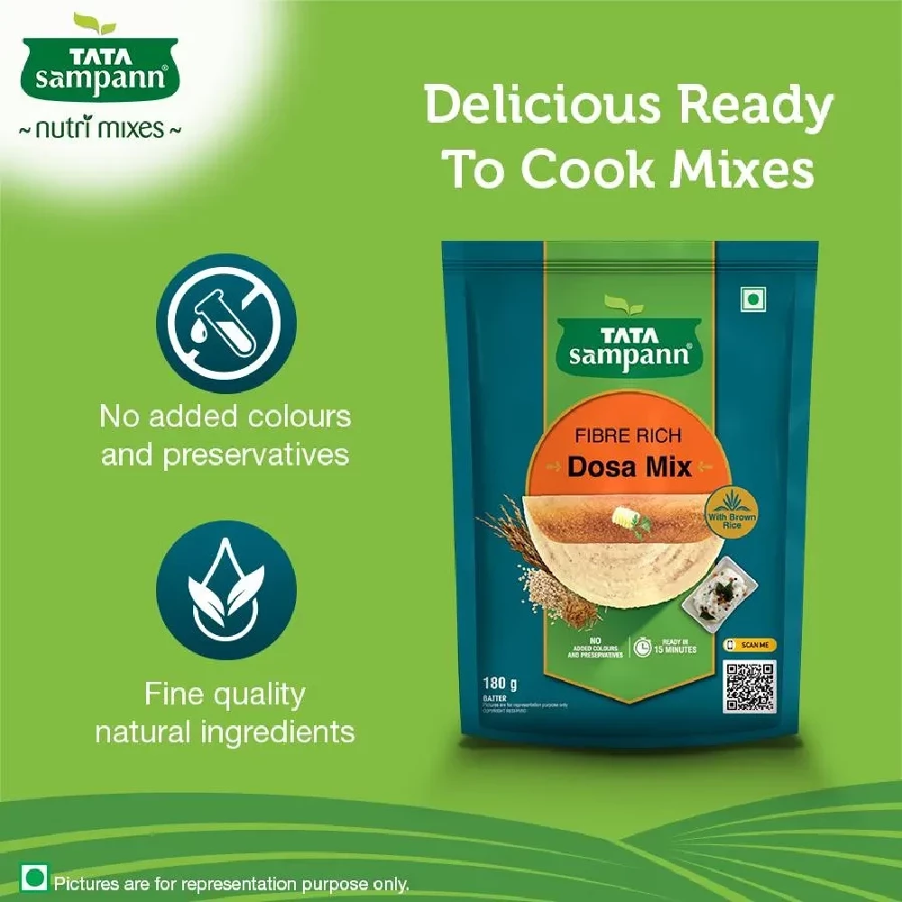 Tata Sampann Fibre Rich Dosa Mix - Instant Ready To Cook, 180 g-4.webp